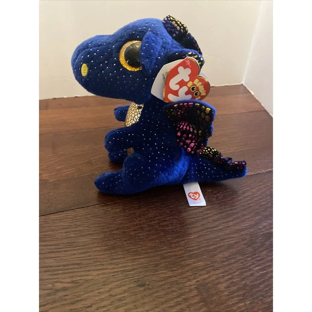 Ty Beanie Boos 6 INCH Saffire BLUE SPECKLED DRAGON SMALL Plush Animal Toy‎